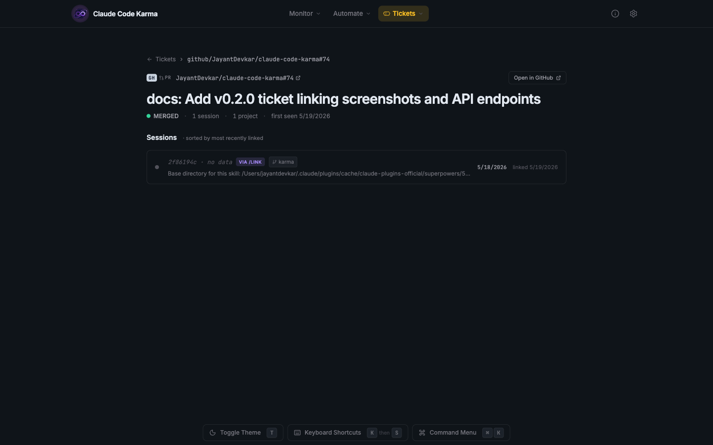 Ticket Detail with Cross-Project Rollup