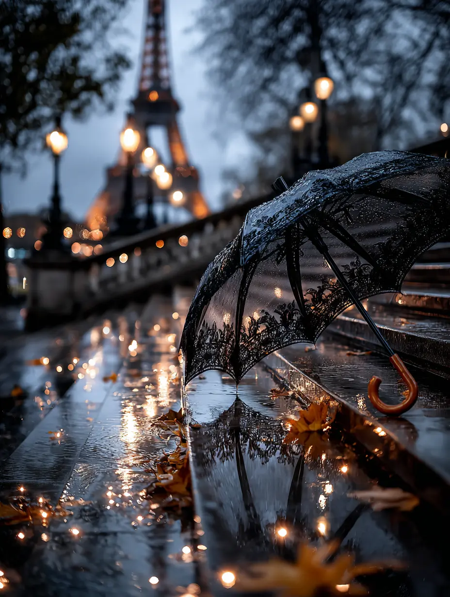 Зонт и Париж — атмосферный контент