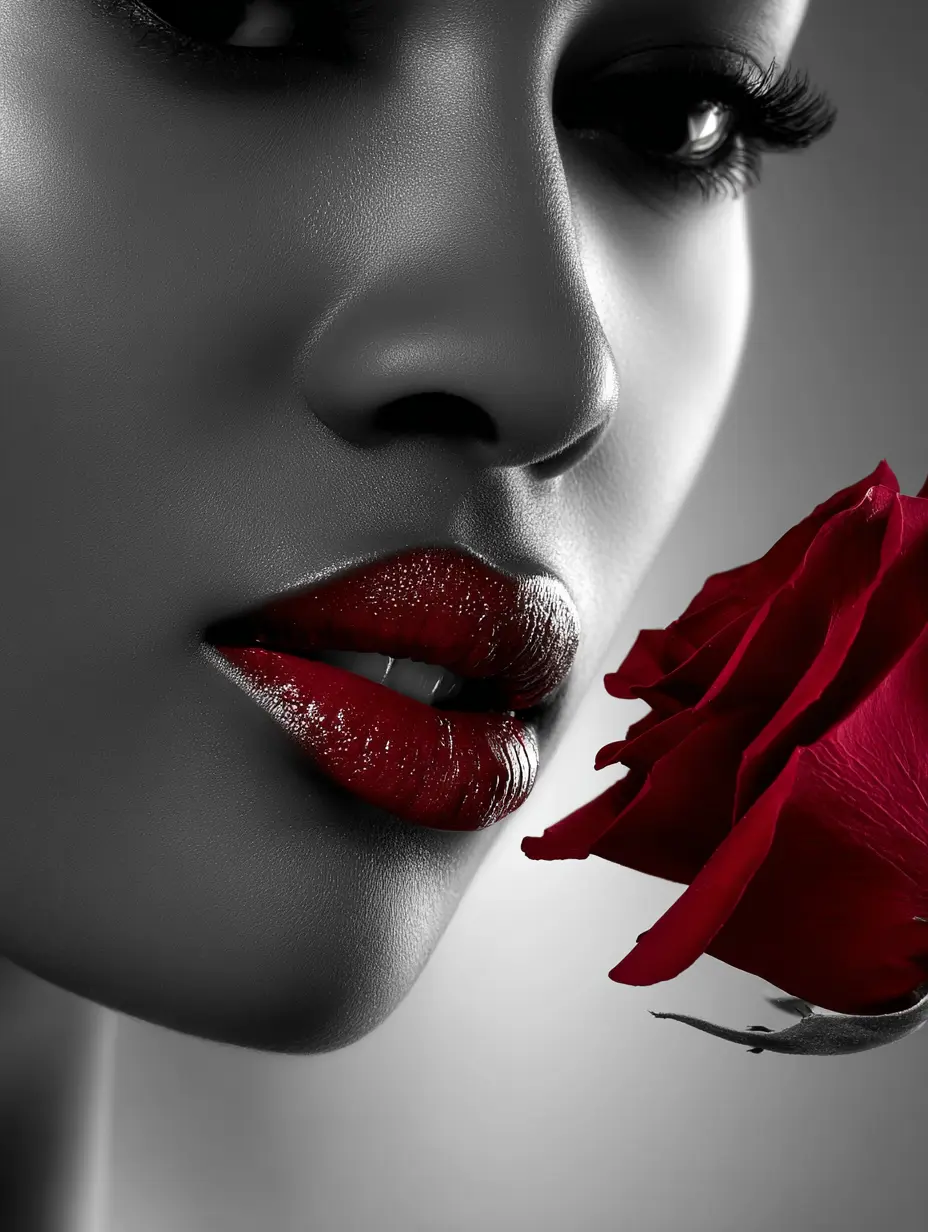 Губы с розой — бьюти-контент