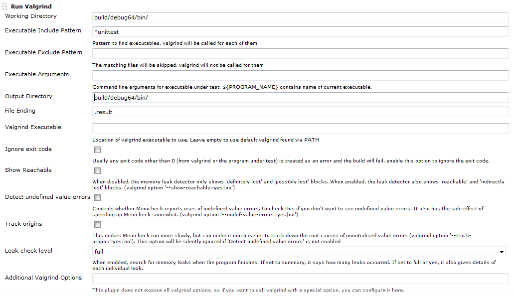Valgrind Jenkins Plugin