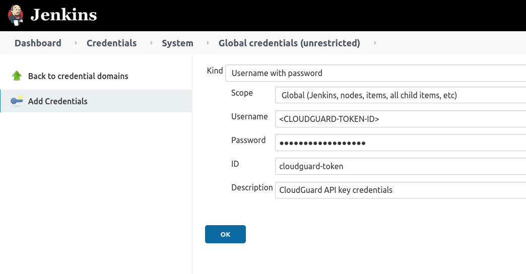 CloudGuard Jenkins Credentials