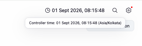 Controller Clock tooltip showing the controller time and timezone