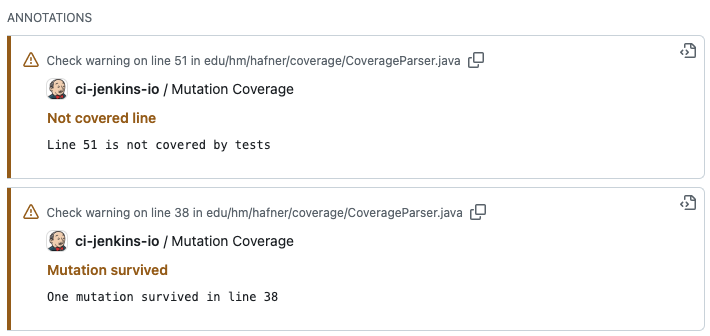 Mutation Coverage Checks Annotations