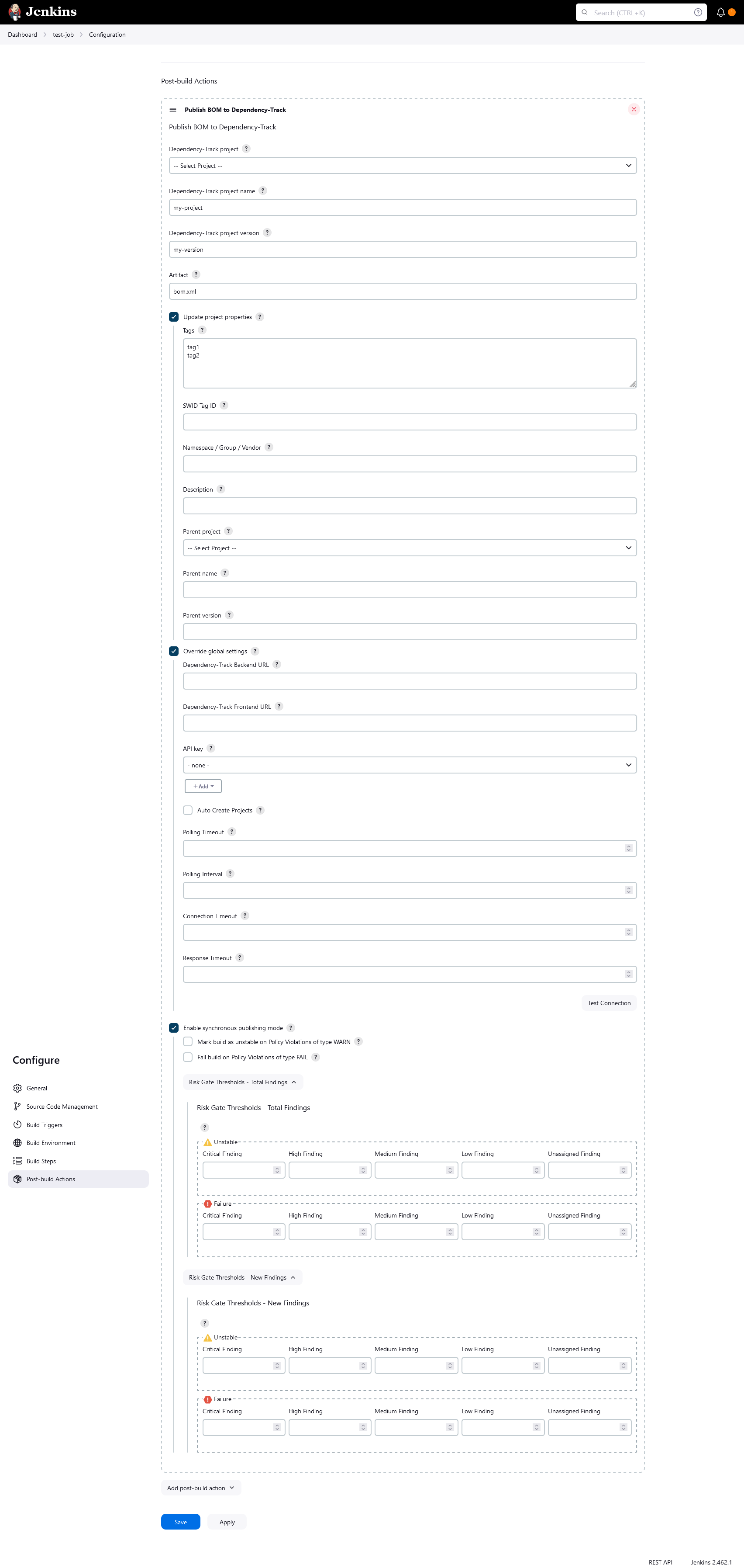 job configuration