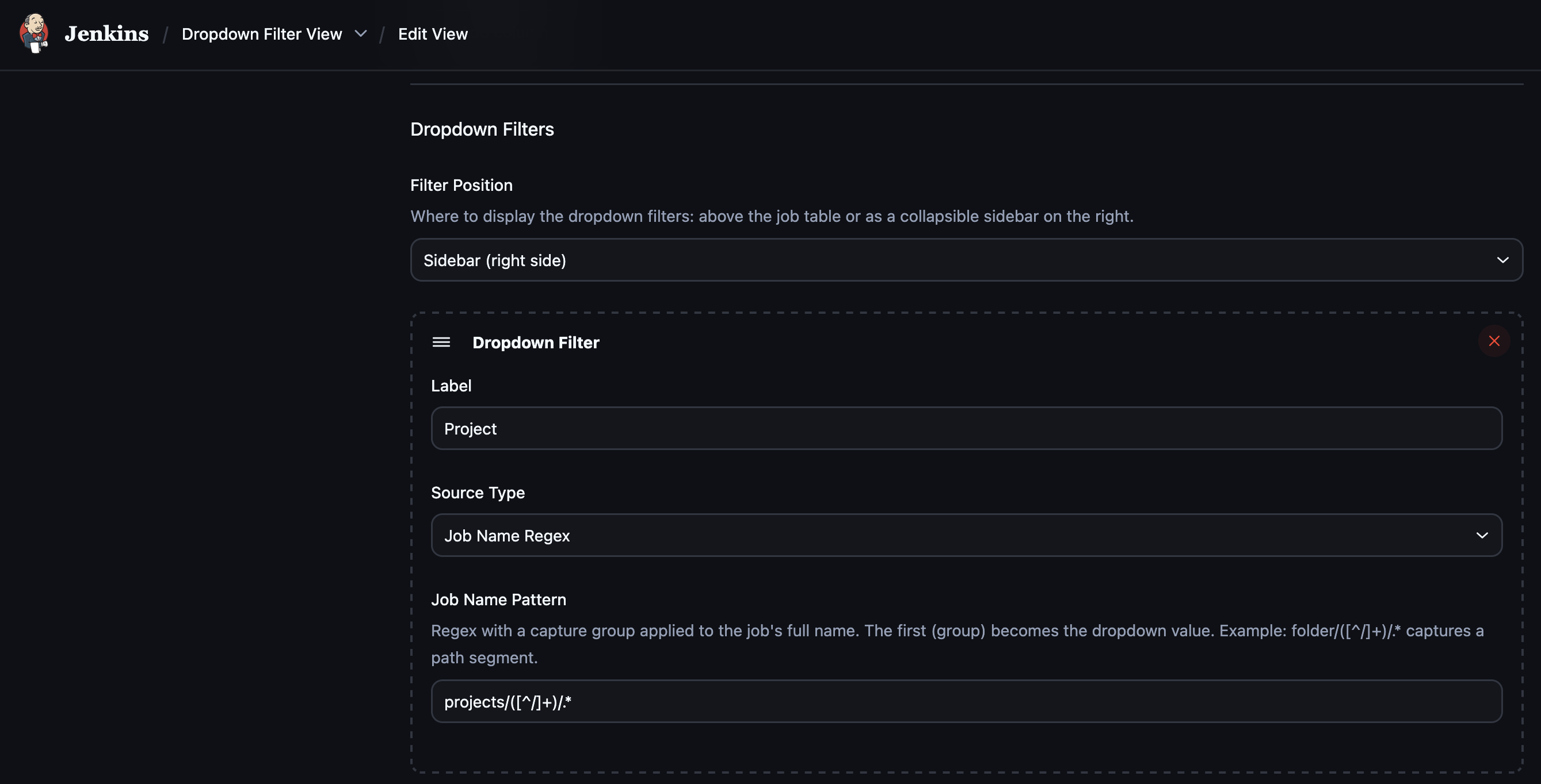 Dropdown Filters Config