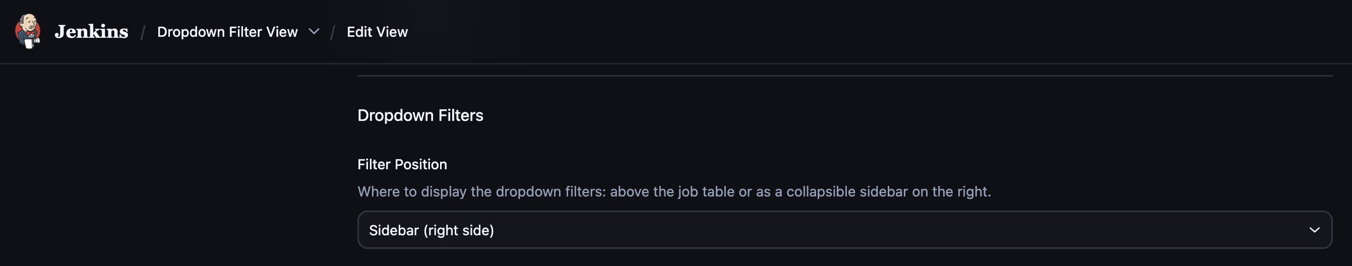 Filter Position Config
