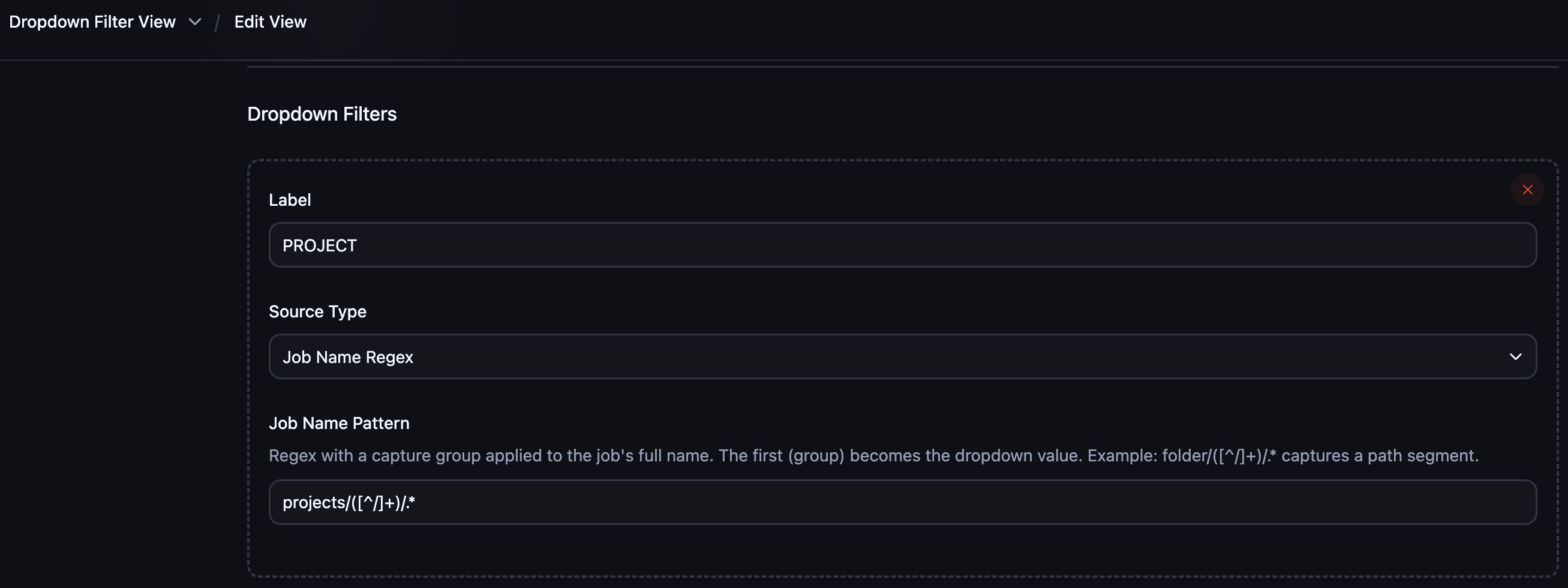 Job Name Regex Filter