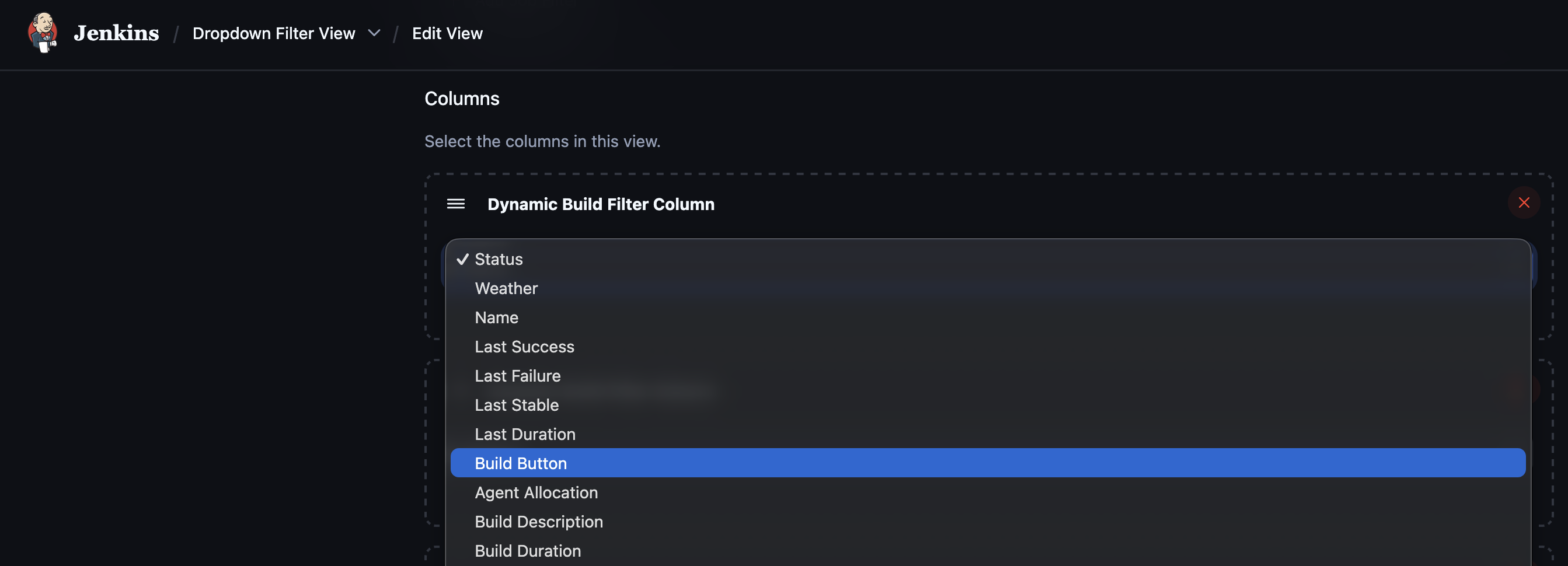 Dynamic Build Filter Column