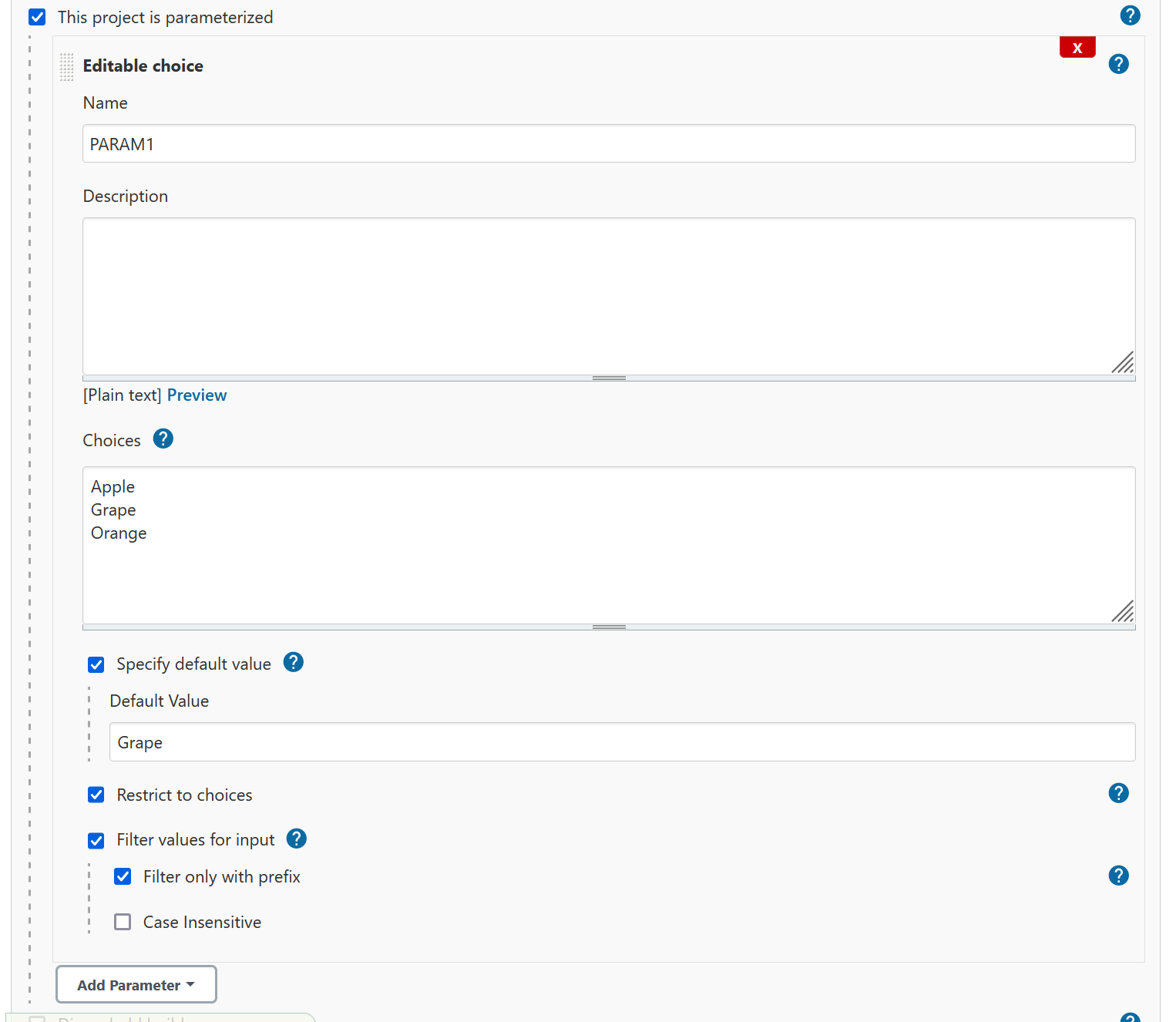 Job configuration