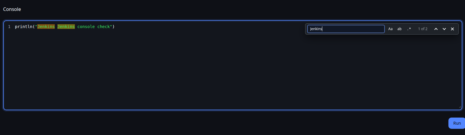 Script Console dark mode search