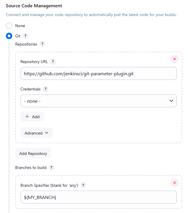 project configuration SCM image