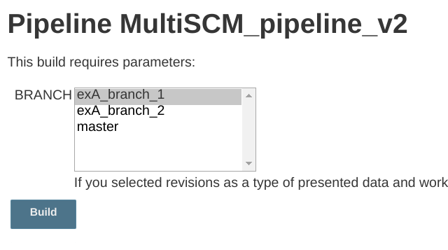 'build with parameters' section