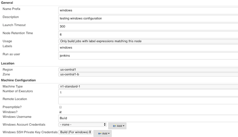 Windows configuration