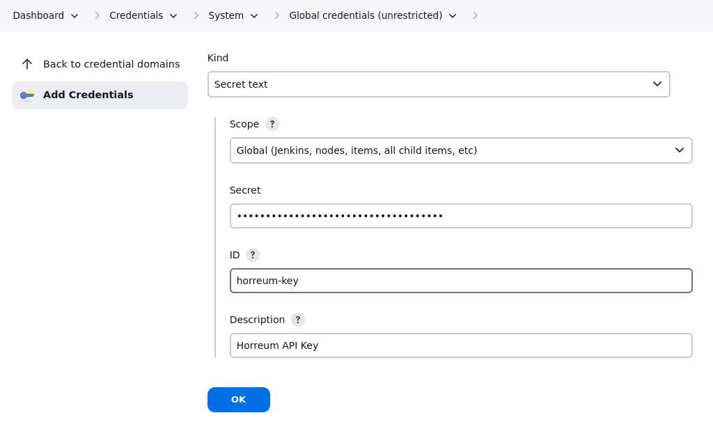 configure credentials apikey