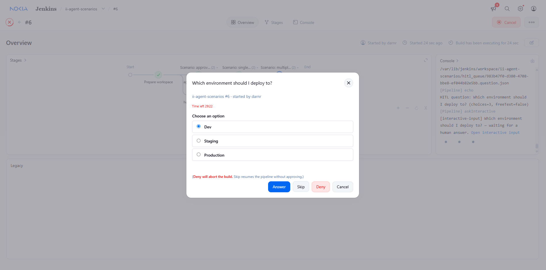 Multiple-choice modal