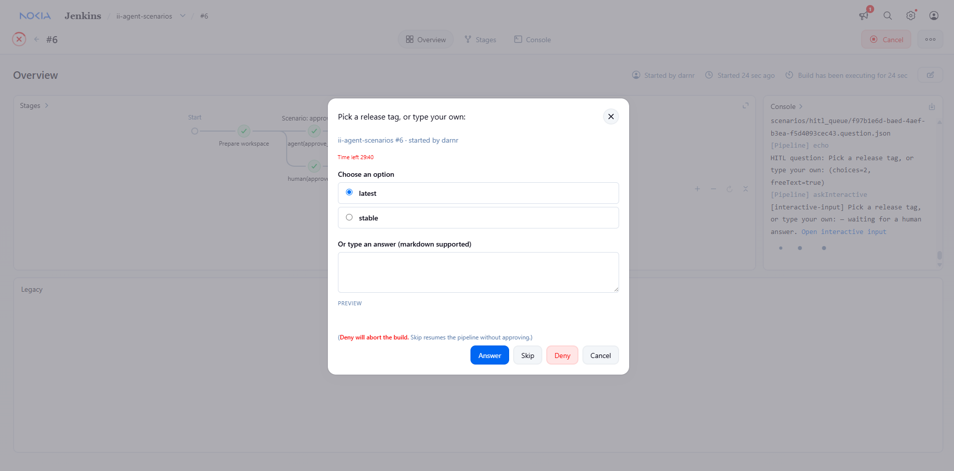 Multiple-choice-plus-user-input modal