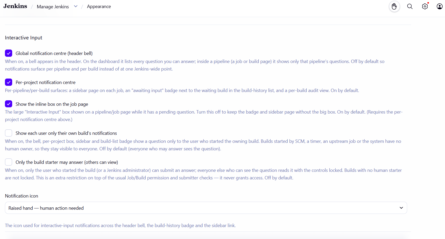 Appearance settings for Interactive Input