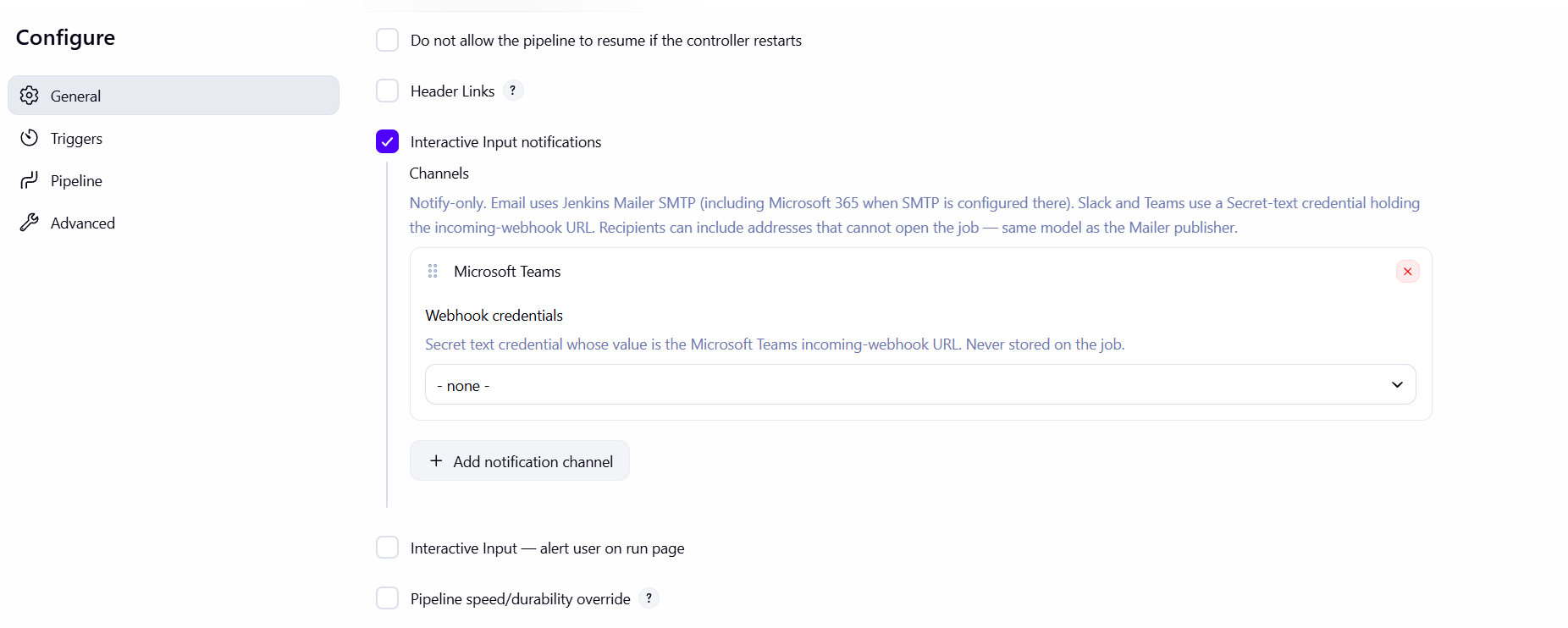 Per-pipeline notification settings