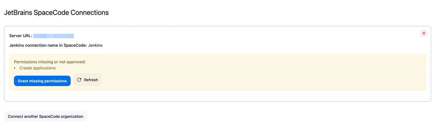 Missing permissions in SpaceCode for organization connection