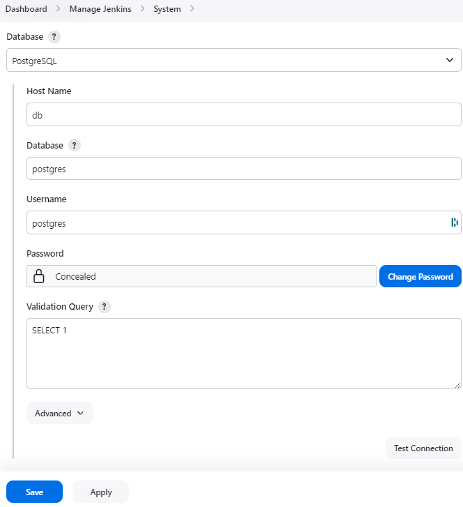 JUnit SQL plugin database configuration