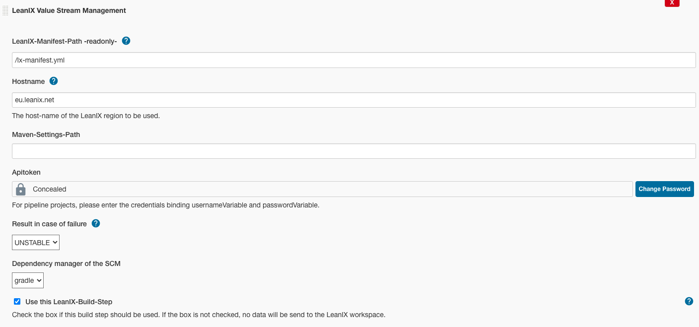 Example configuration for a freestyle project