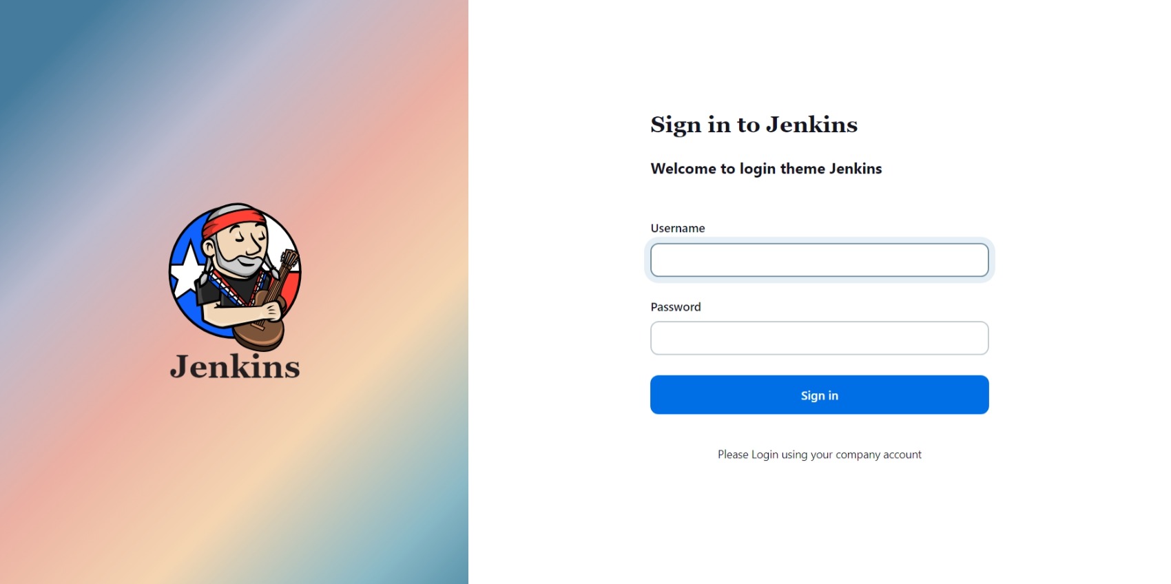 Login page