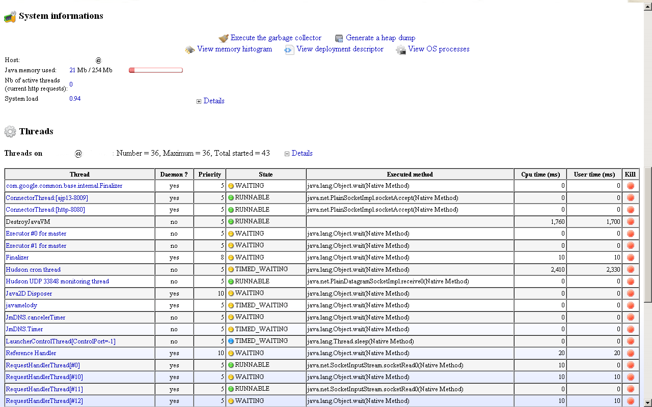 System infos and threads