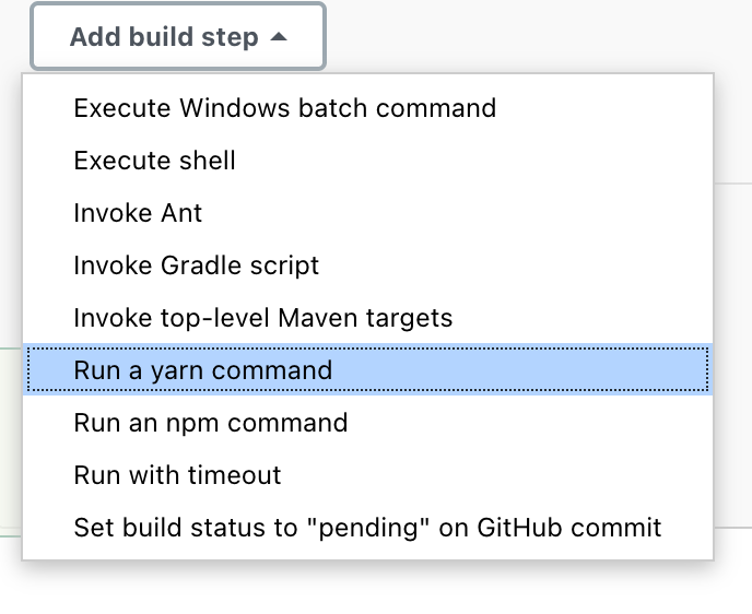 Select Run a yarn command or Run an npm command