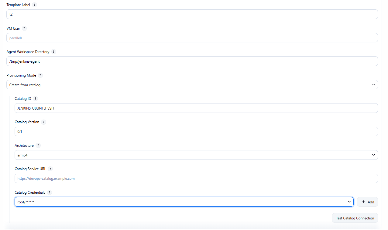 Catalog-based provisioning template (Host mode)