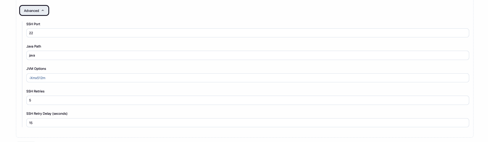 Advanced SSH settings