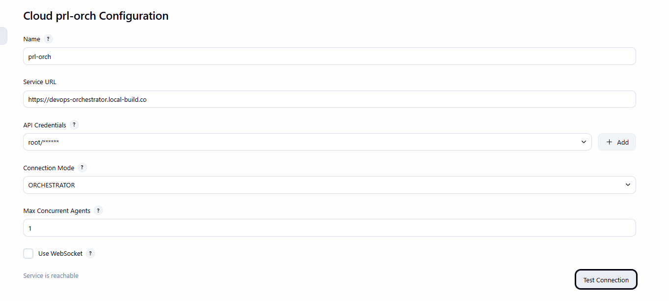 Cloud service configuration (Orchestrator mode)