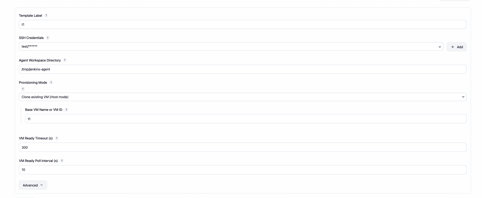 Template configuration