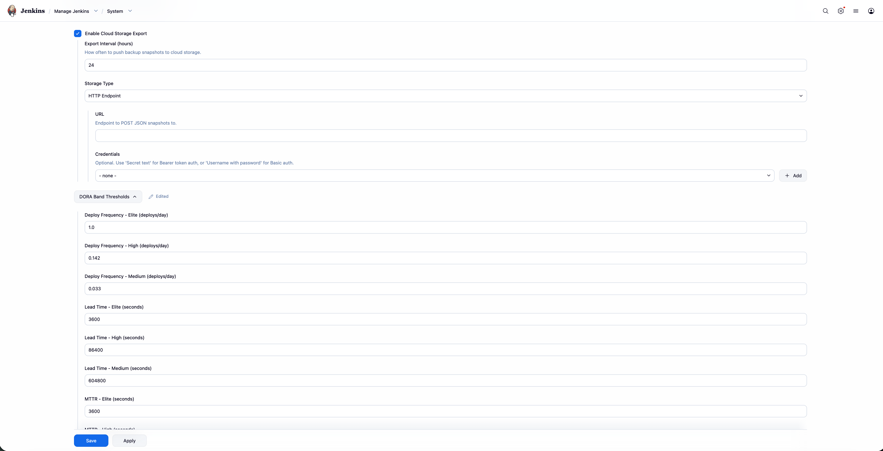 Cloud Export and Thresholds