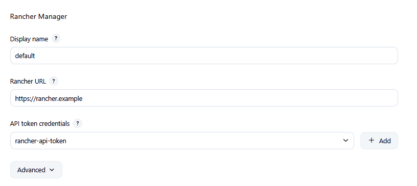 Manage Jenkins → System → Rancher Manager