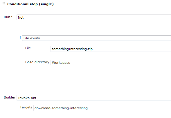 Run a build step if a file does not exist