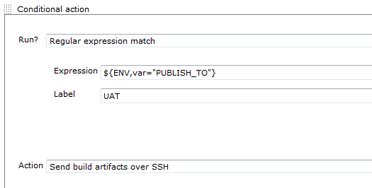 Use a parameterised build to select which publishers to run