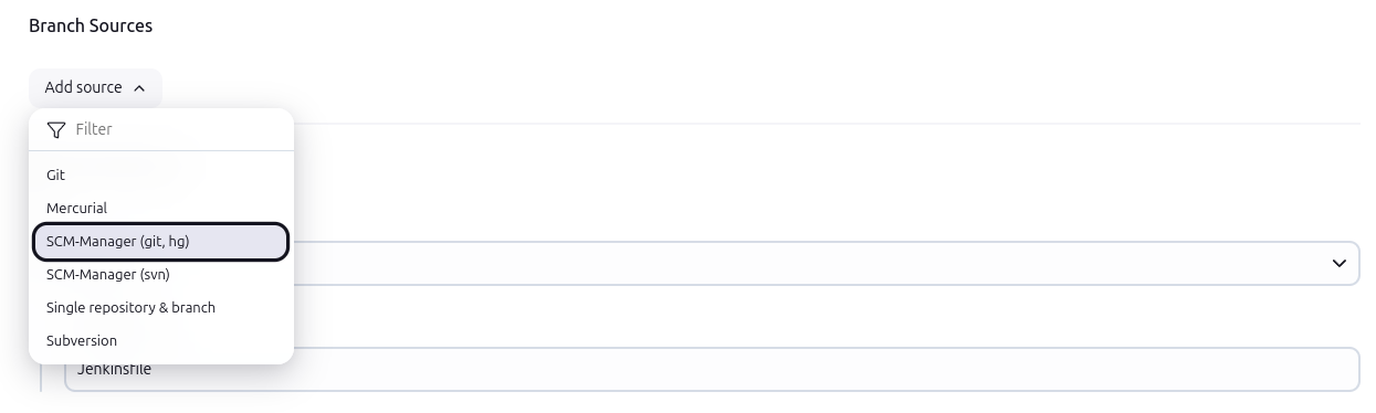 How to select a multibranch pipeline source
