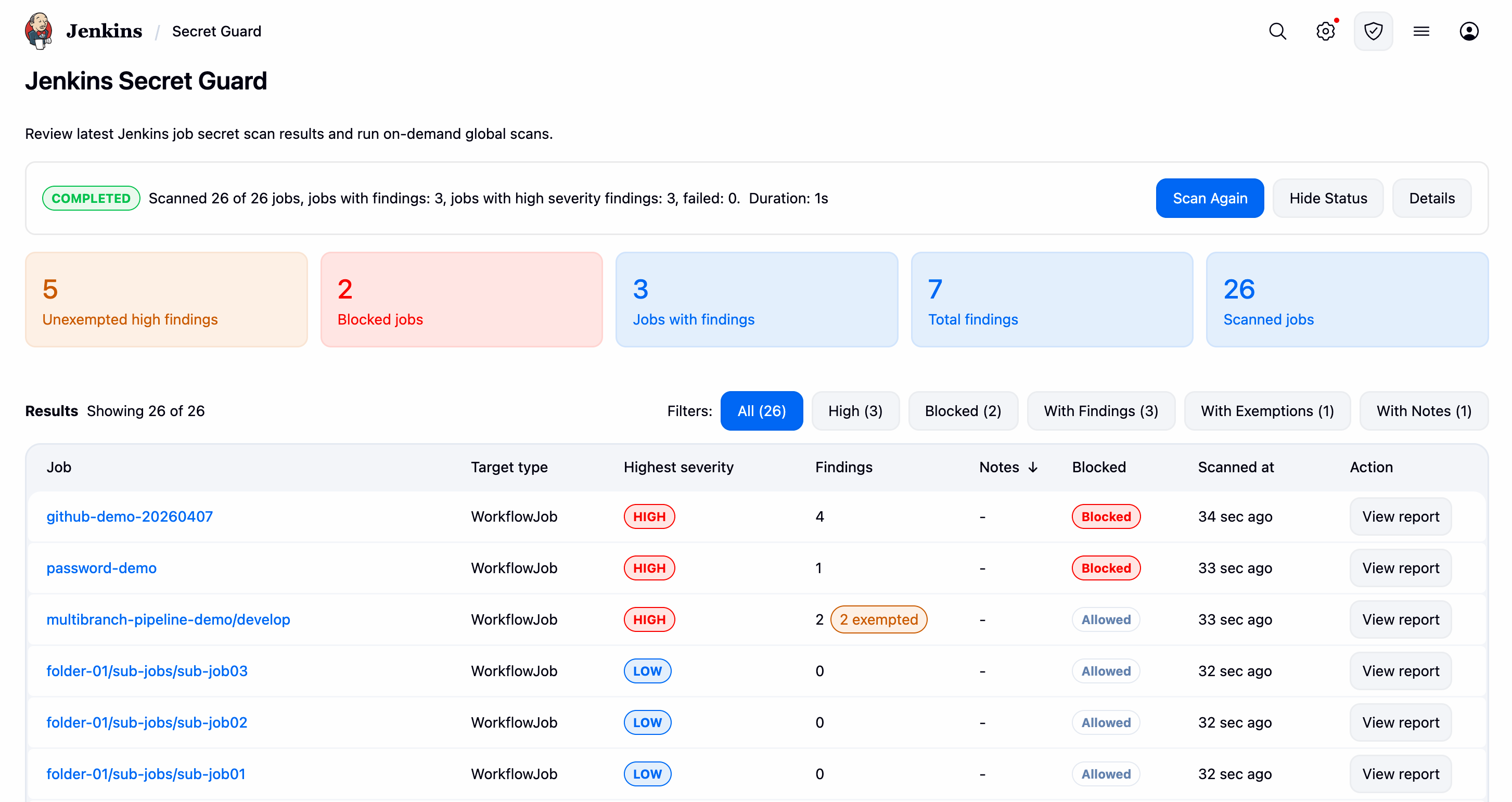 Secret Guard Root Action Page