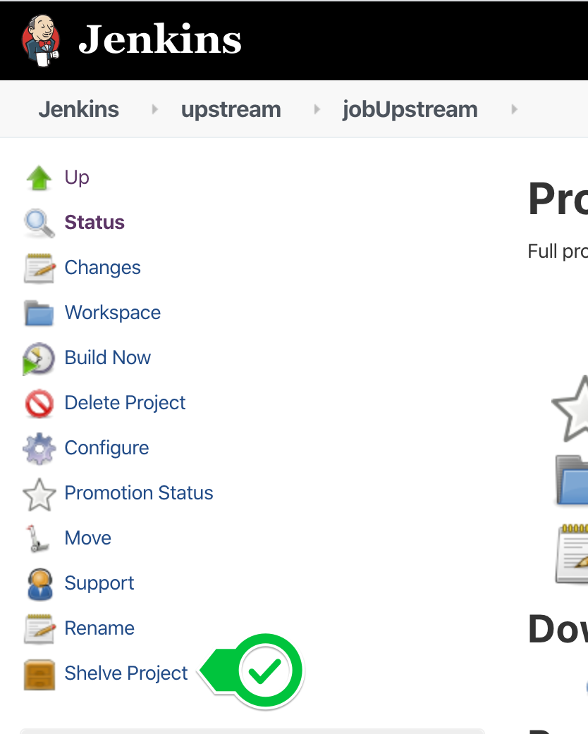 Shelve Project | Jenkins plugin