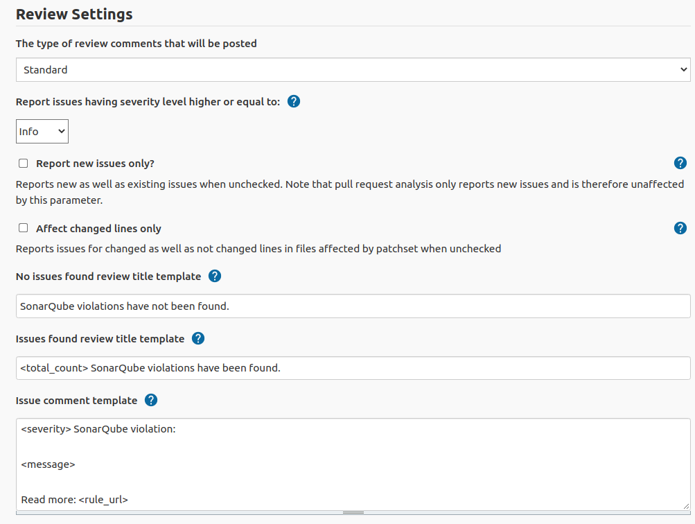 Review settings