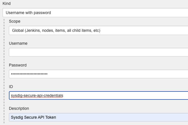 Sysdig Token Configuration