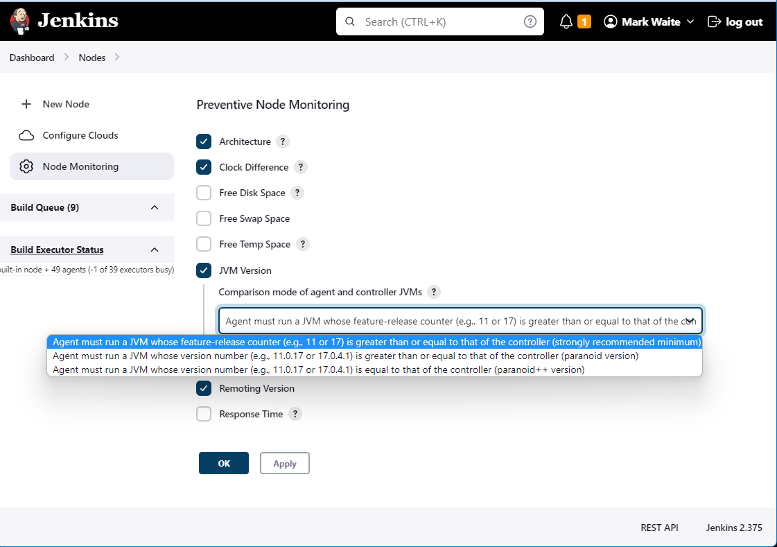 Enable Versions Node Monitors