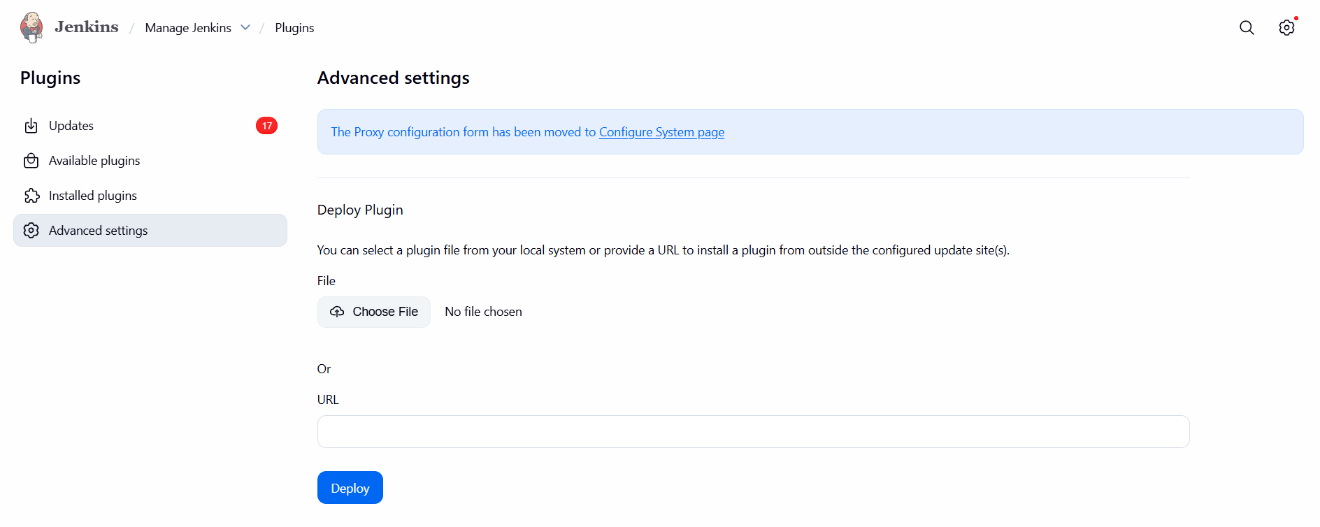 Upload Plugin screen