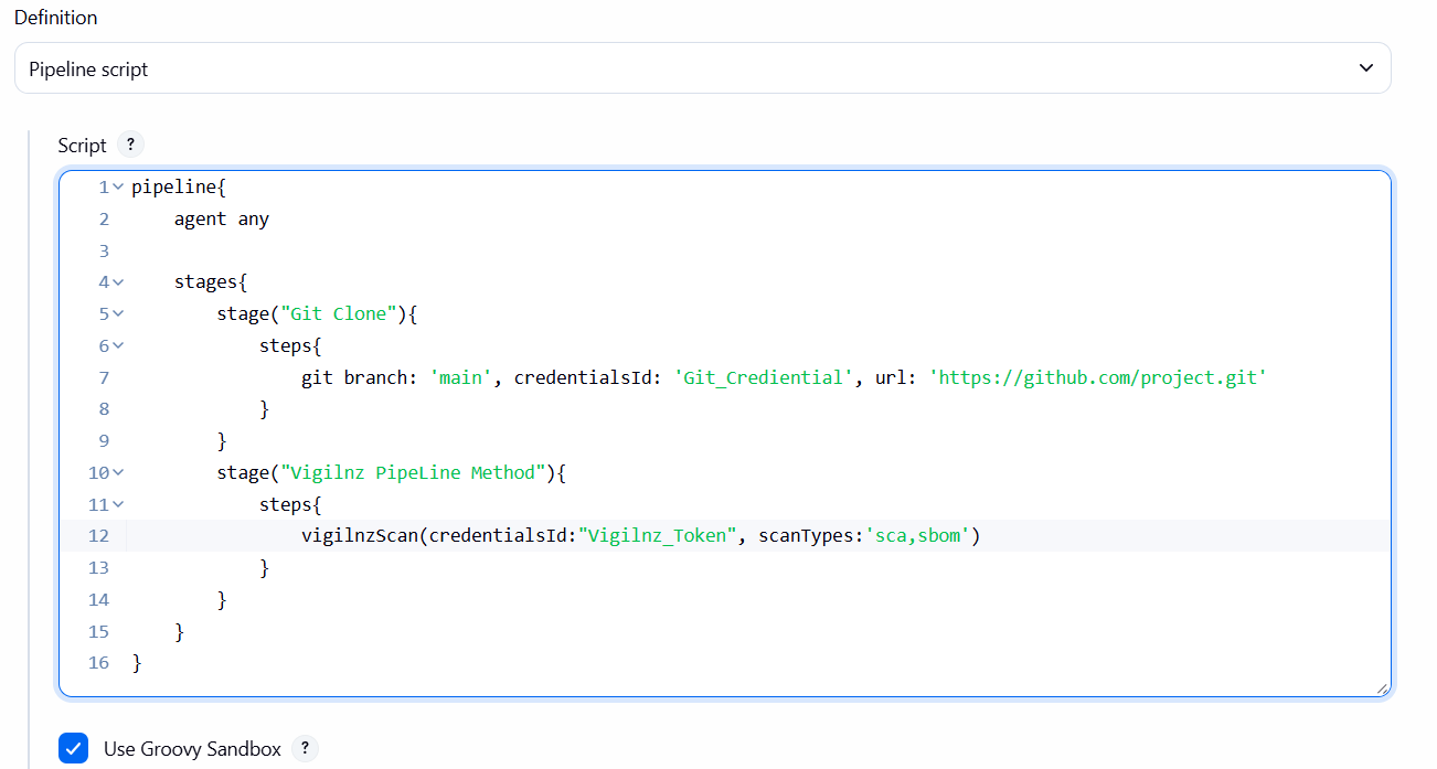 Pipeline job configuration