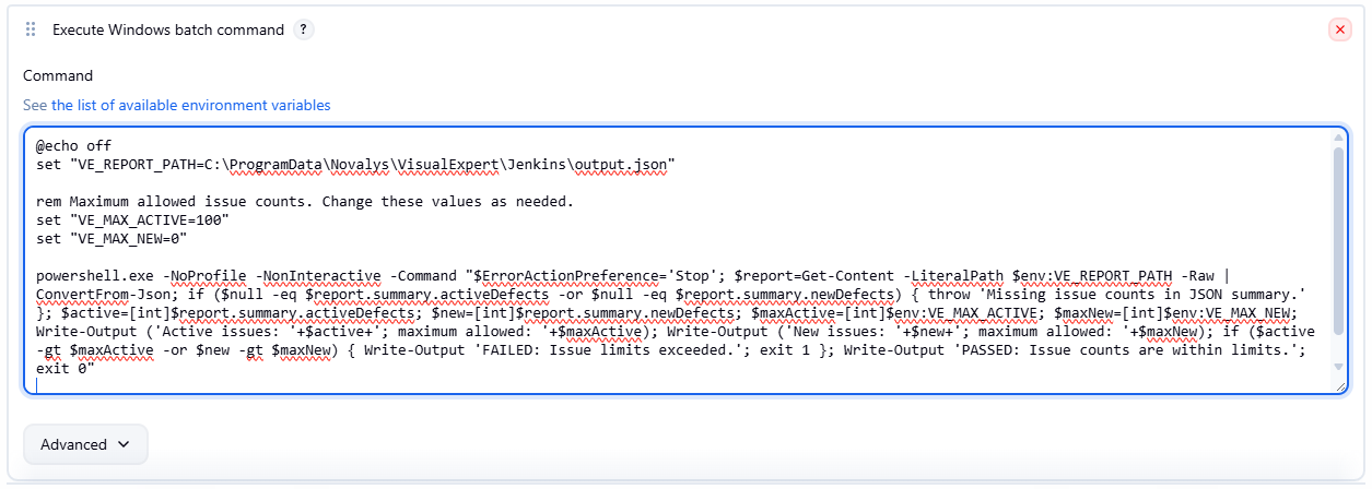 Configure issue limits for build success or failure