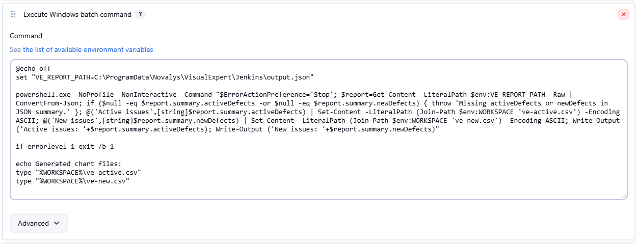 Convert the Visual Expert JSON summary to CSV files