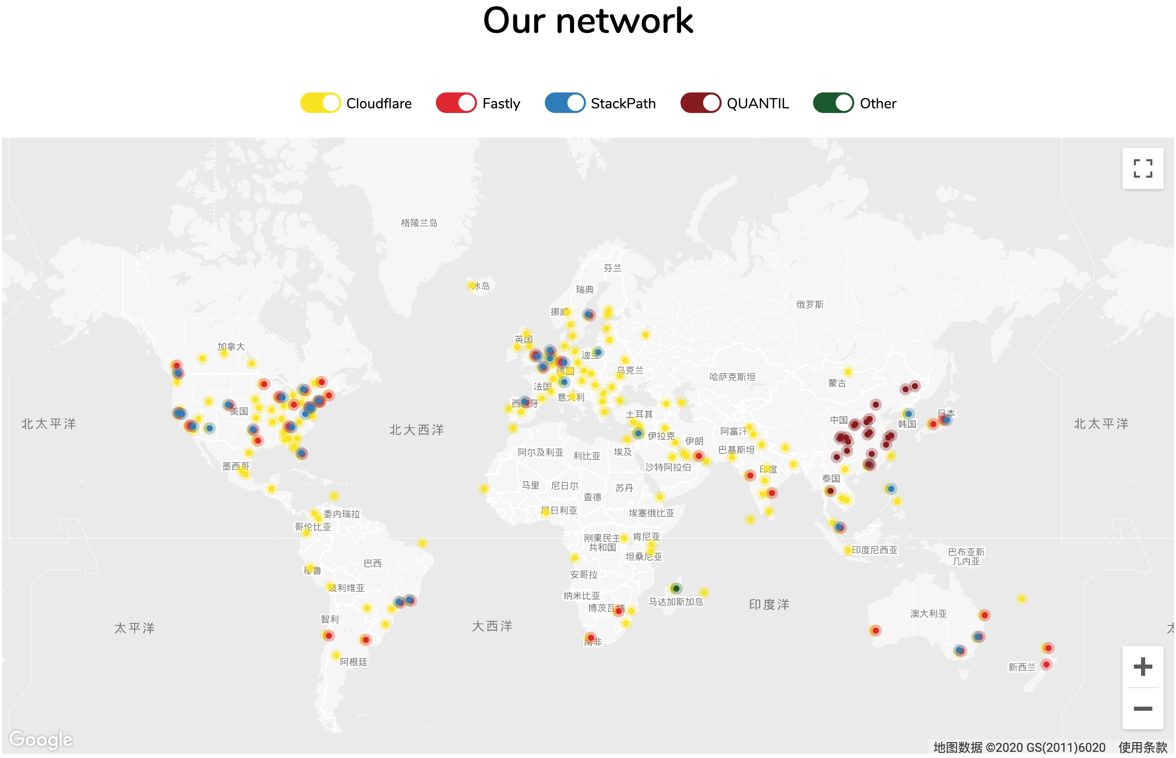 JSDelivr - 全球节点分布地图