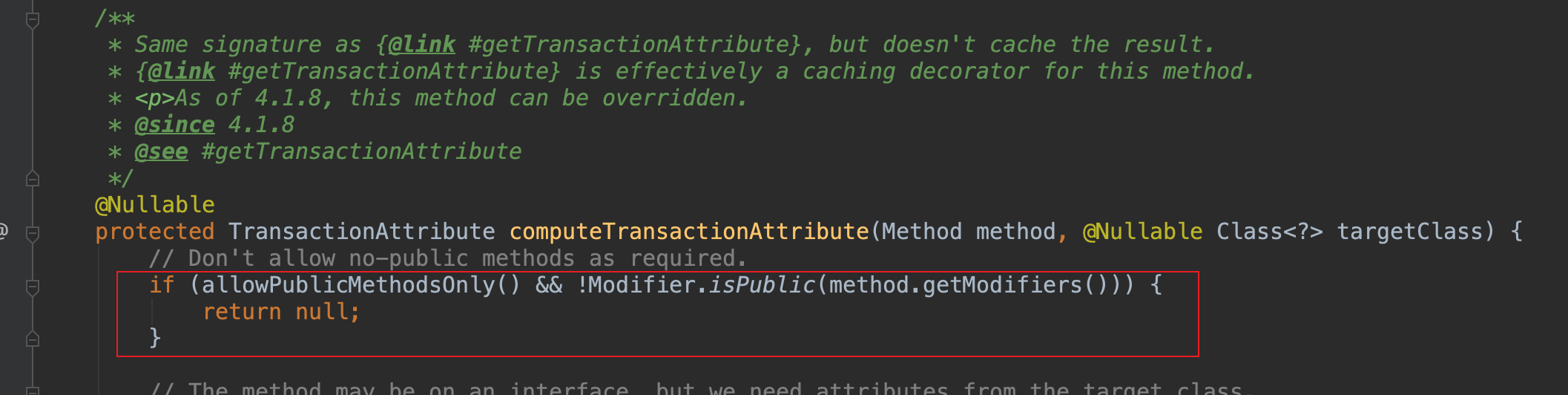AbstractFallbackTransactionAttributeSource#computeTransactionAttribute