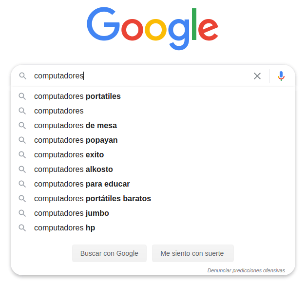 Autocompletado en Google