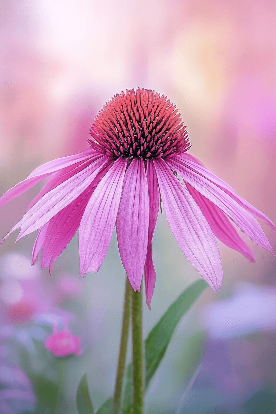 A unique ‘Double Decker’ Echinacea featuring two layers of bold pink petals — eccentric and expressive, like a floral crown in full bloom